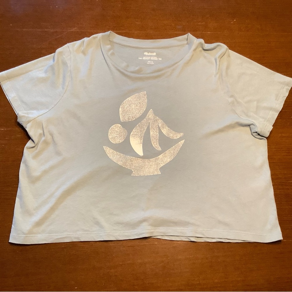 Madewell light blue cropped tee, size L